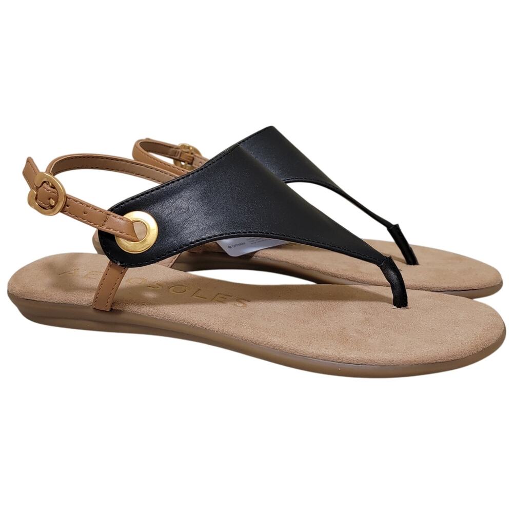 Aerosoles Women Conclusion Slingback Thong Sandal Size US 7M Black Tan Brown